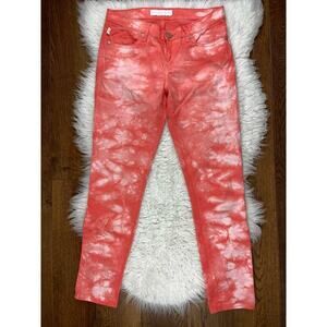 Rock & Republic BERLIN Women's Size 8 Coral Orange Tie Dye Skinny Pants